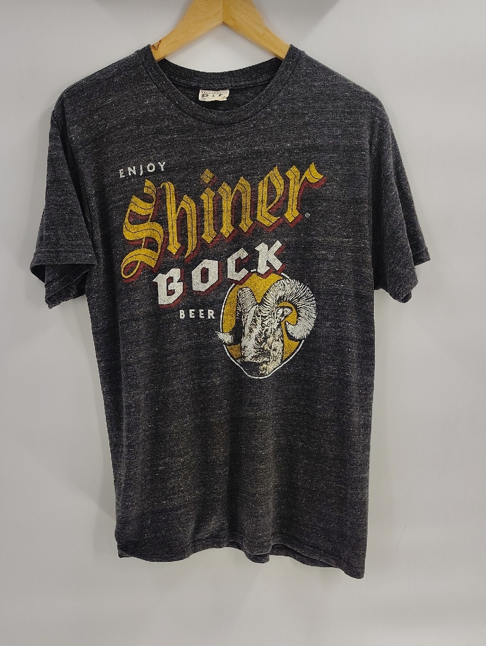 Palmer Cash Tee Size Large Shiner Bock Black Slub READ MEASUREMENTS